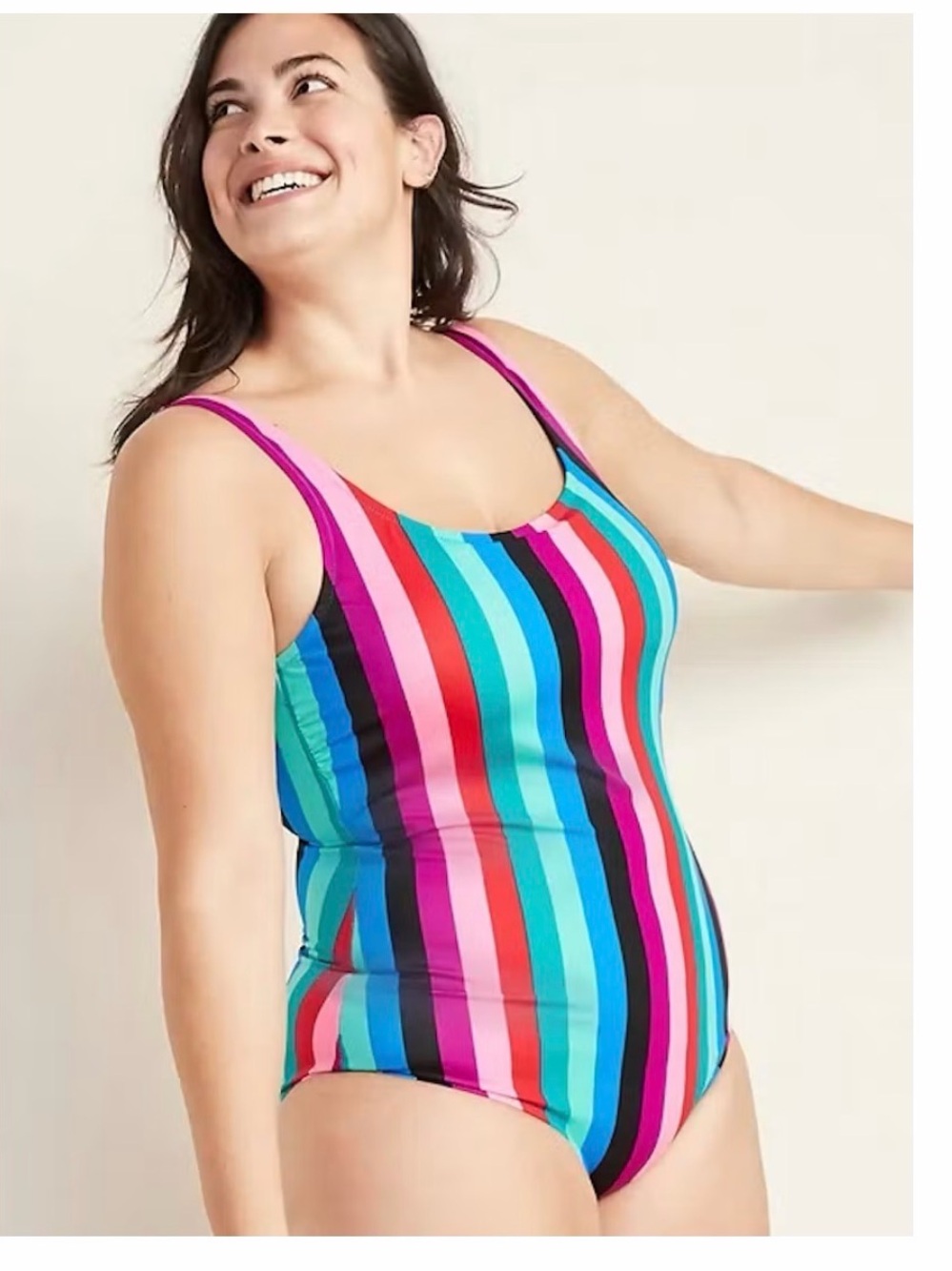 Old Navy Multicolor Vertical Stripe One-Piece Swimsuit